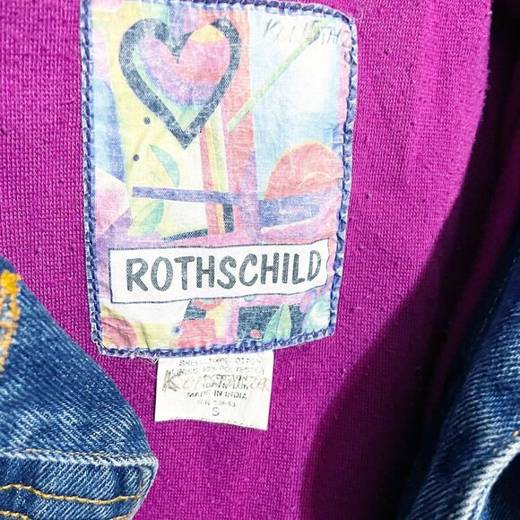 Rothschild Vintage Kids Purple Fleece Lined Denim Jean Jacket size S Small - Picture 2 of 3